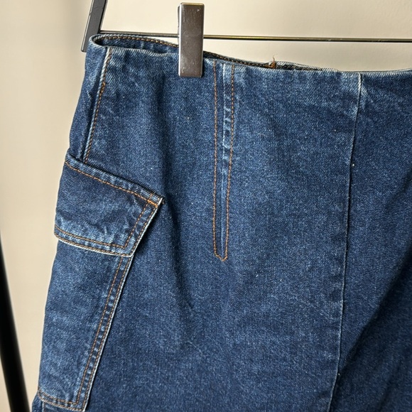 TopShop Denim Button Down Flap Pocket Jean Mini Skirt Size 28 - Picture 5 of 7